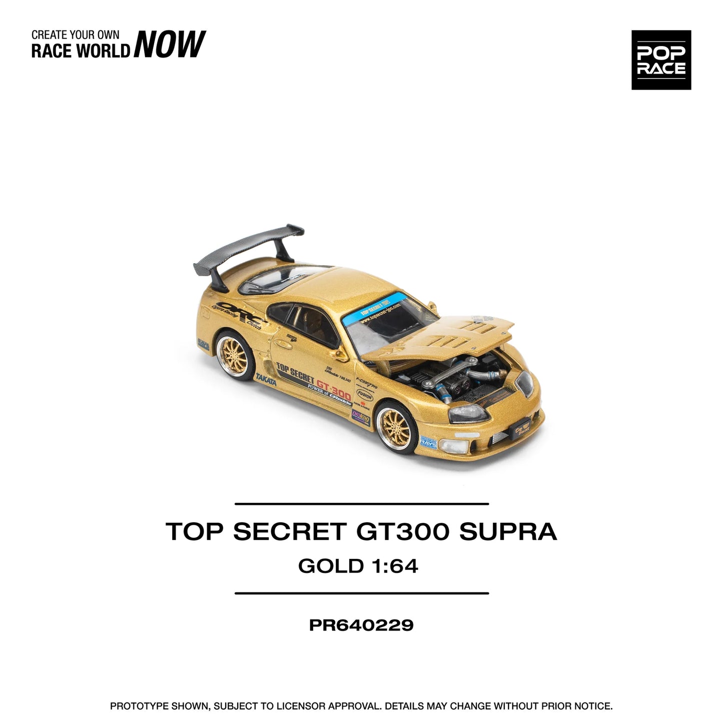 Pop Race 1/64 - Toyota Supra (JZA80) TOP SECRET Gold