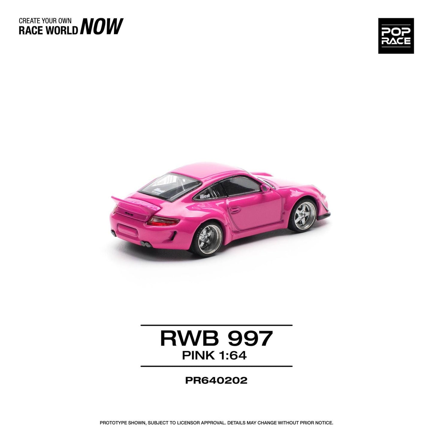 PRE-ORDER Pop Race 1/64 - Porsche RWB 997 Pink