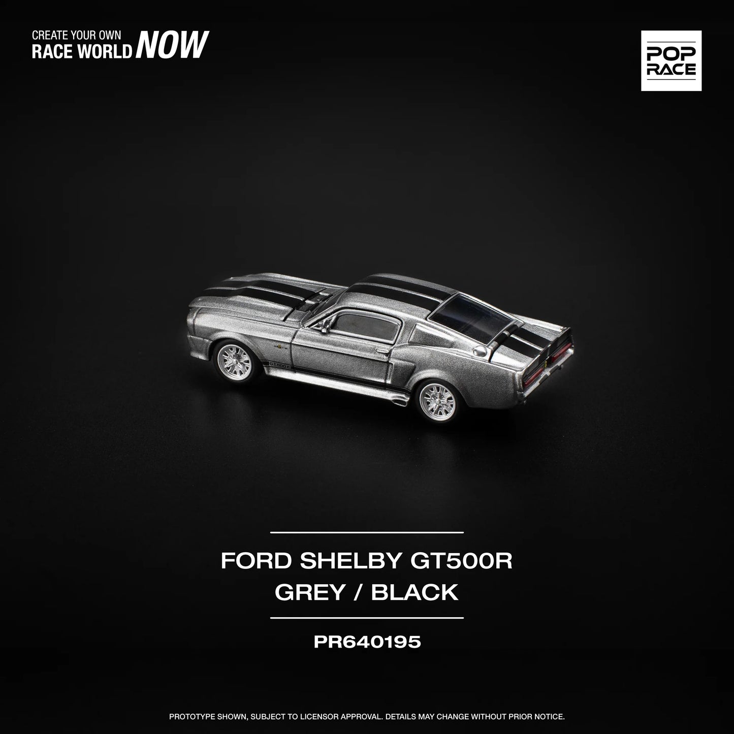 Pop Race 1/64 - Ford Shelby Mustang GT500 Grey/Black