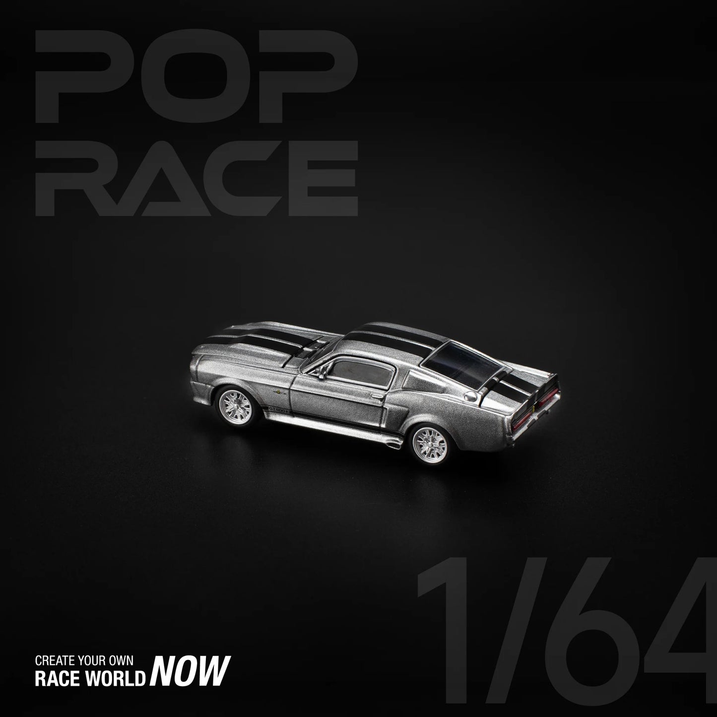 Pop Race 1/64 - Ford Shelby Mustang GT500 Grey/Black