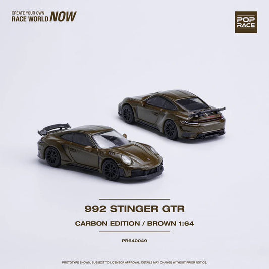 Pop Race 1/64 - Porsche 911 (992) Stinger GTR Carbon Edition Brown