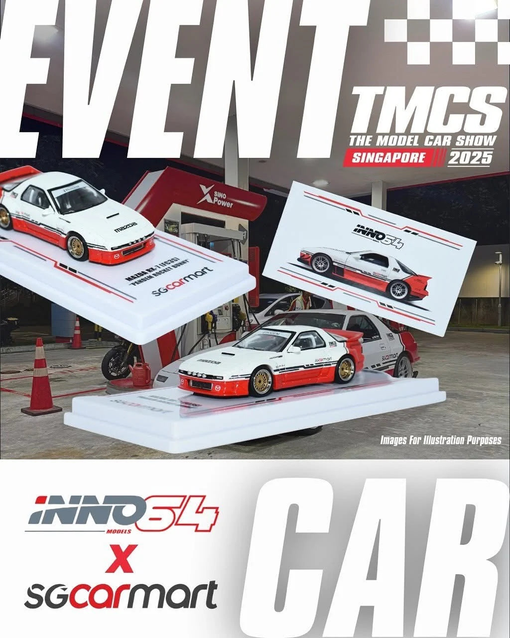 Inno64 x SGcarmart 1/64 - Mazda RX-7 (FC33) “Pandem Rocket Bunny” TMCS Singapore 2025 Event Exclusive