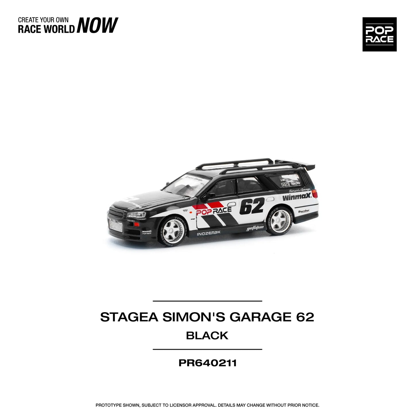 Pop Race 1/64 - Stagea Simon's Garage #62 Black