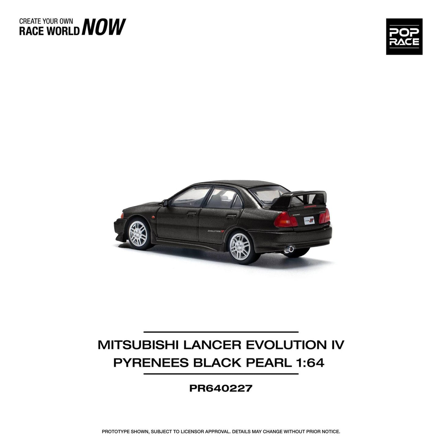 PRE-ORDER Pop Race 1/64 - Mitsubishi Lancer Evolution IV Pyrenees Black Pearl