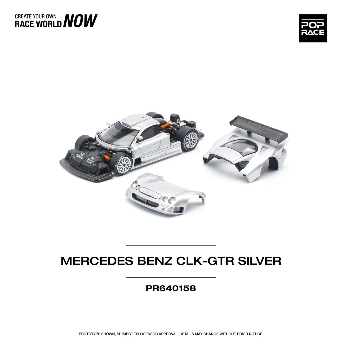 Pop Race 1/64 - Mercedes-Benz AMG CLK GTR Silver