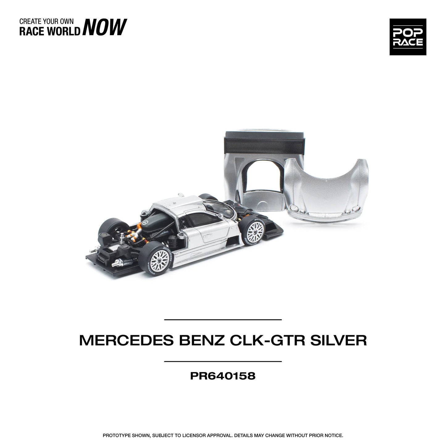 Pop Race 1/64 - Mercedes-Benz AMG CLK GTR Silver