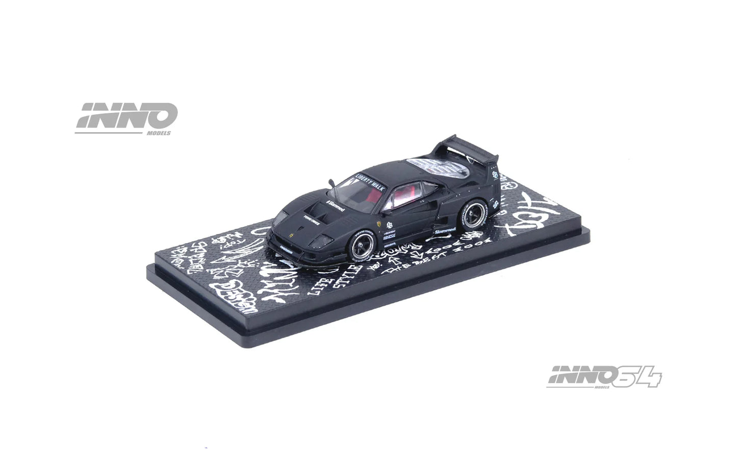 Inno64 1/64 - Liberty Walk F40 Matte Black Hong Kong Toy Salon 2023 Special Edition