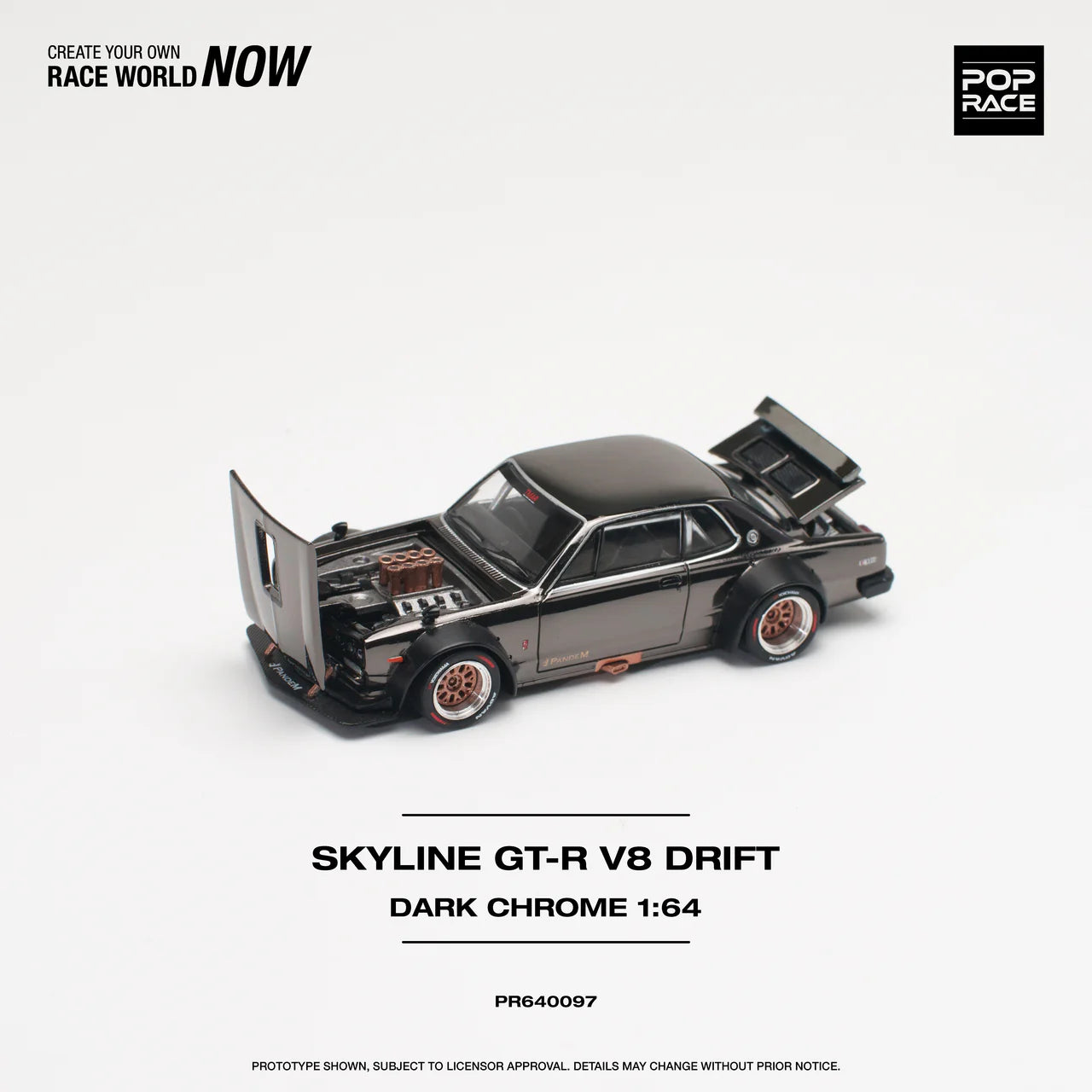 Pop Race 1/64 - Skyline GT-R V8 Drift Dark Chrome
