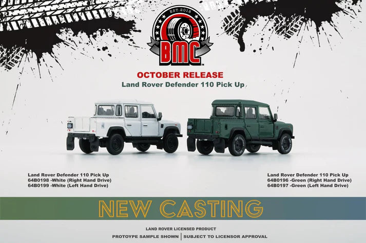 BMC 1/64 - Land Rover 2016 Defender 110 Pick Up Green