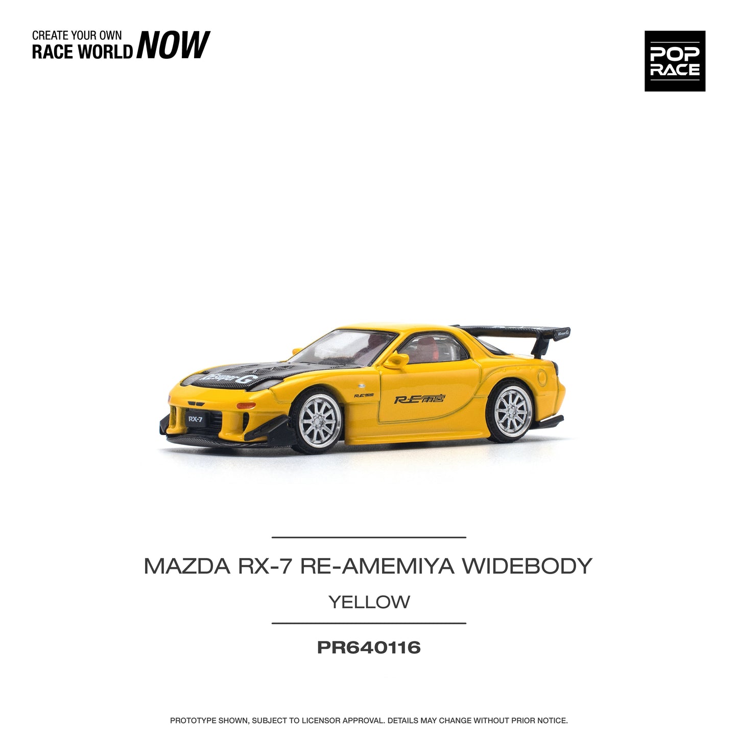 Pop Race 1/64 - Mazda RX7 Re Amemiya Widebody Yellow