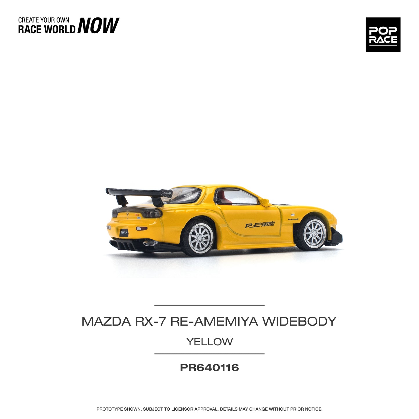 Pop Race 1/64 - Mazda RX7 Re Amemiya Widebody Yellow