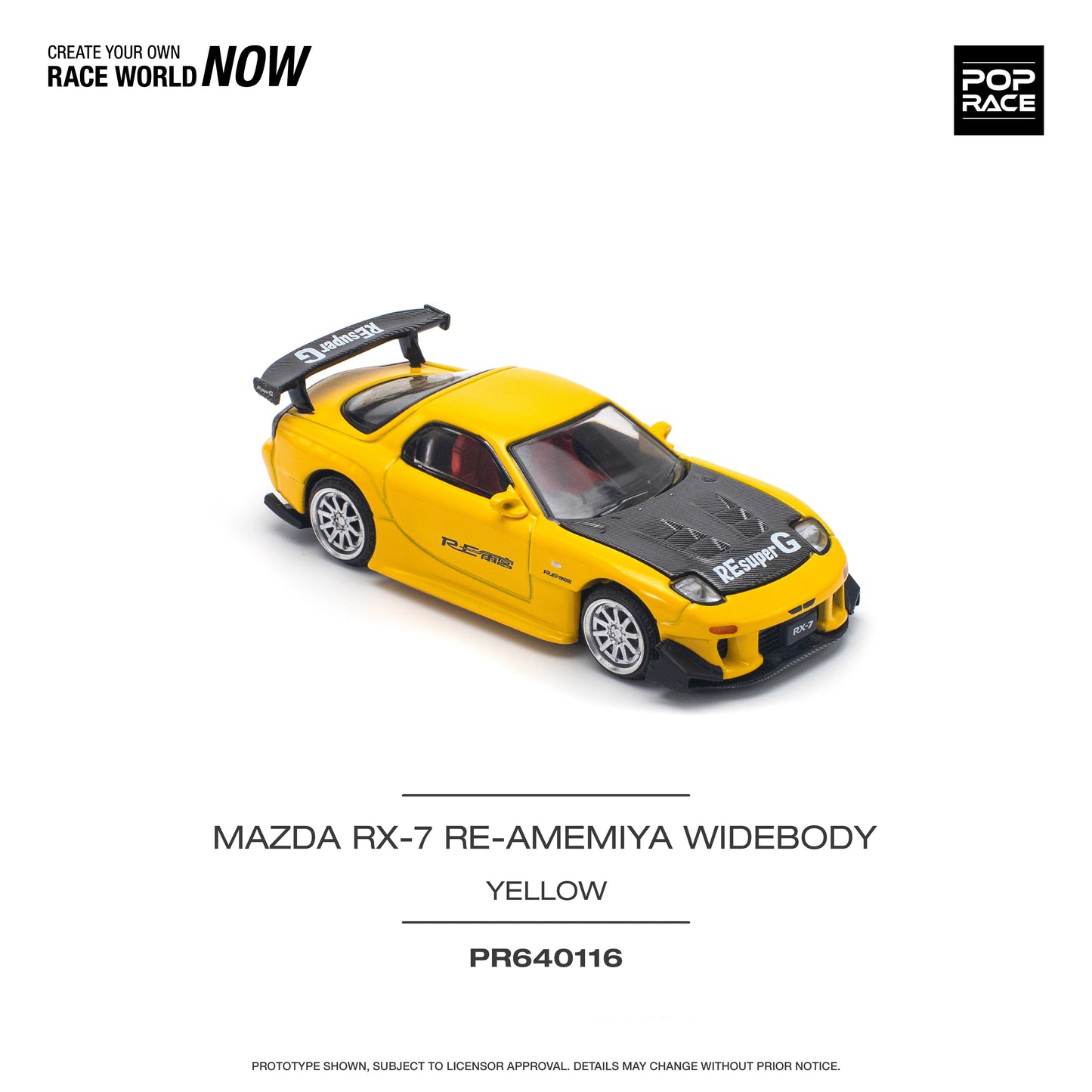 Pop Race 1/64 - Mazda RX7 Re Amemiya Widebody Yellow