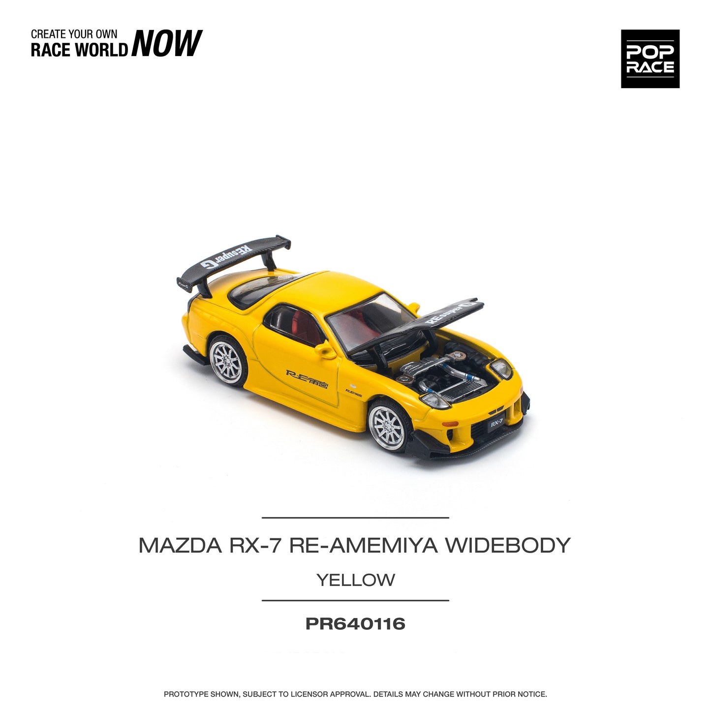 Pop Race 1/64 - Mazda RX7 Re Amemiya Widebody Yellow