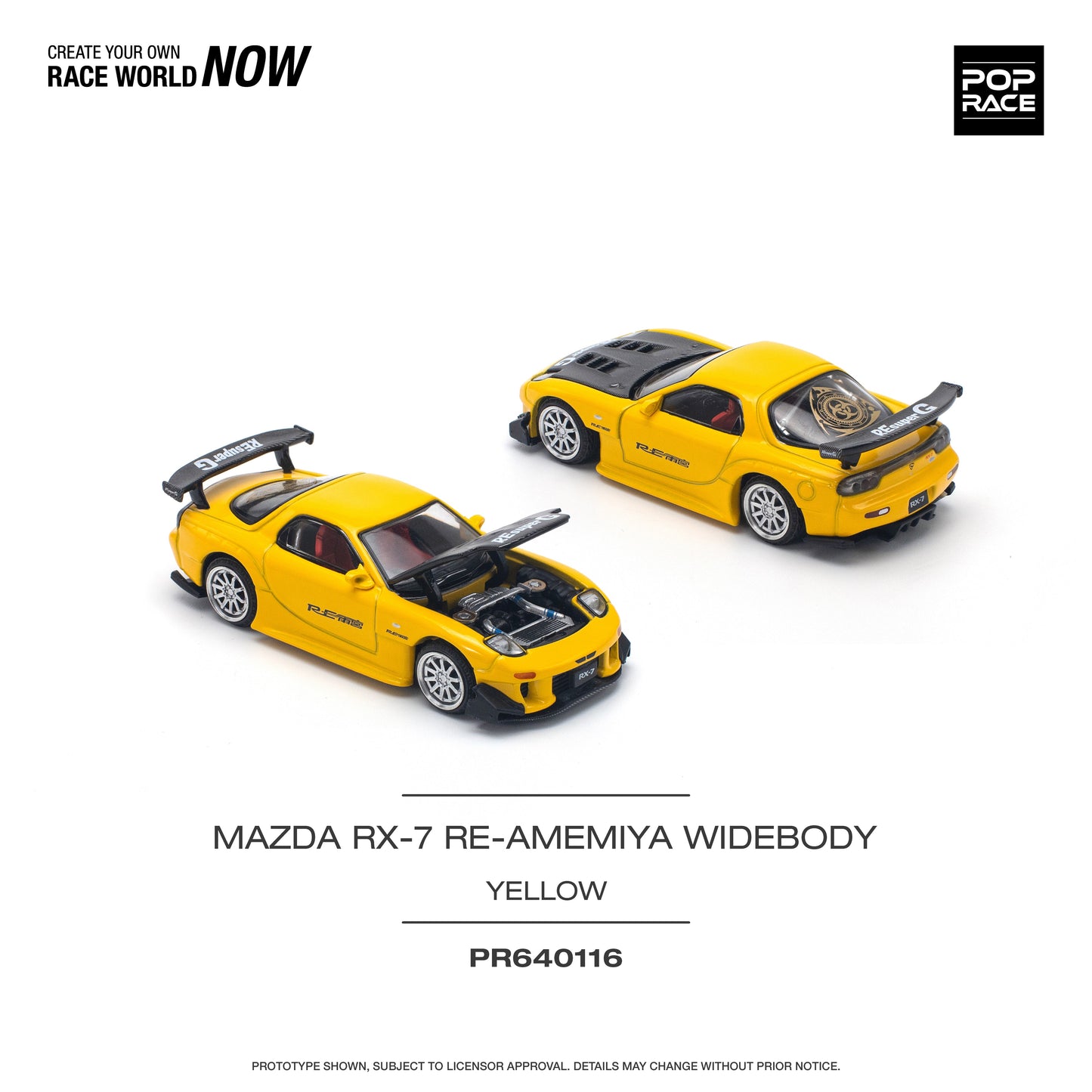 Pop Race 1/64 - Mazda RX7 Re Amemiya Widebody Yellow