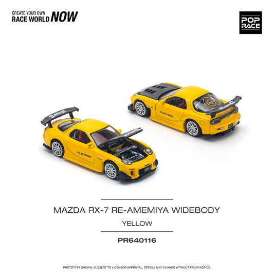 Pop Race 1/64 - Mazda RX7 Re Amemiya Widebody Yellow