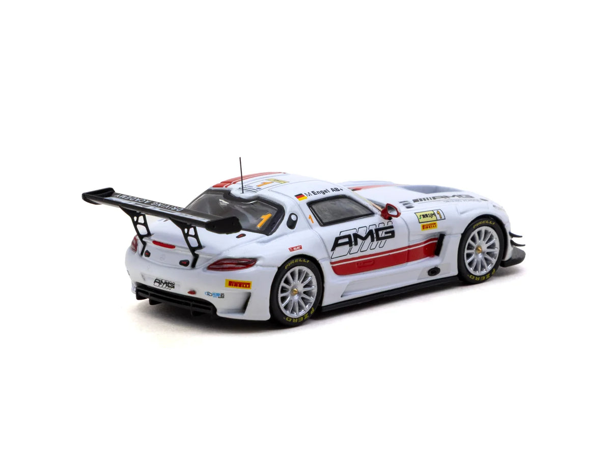 Tarmac Works 1/64 - 1/64 Mercedes-Benz SLS AMG GT3 Macau GT Cup - FIA GT World Cup 2015 #1 Winner - Maro Engel with Tarmac Cards - HOBBY64