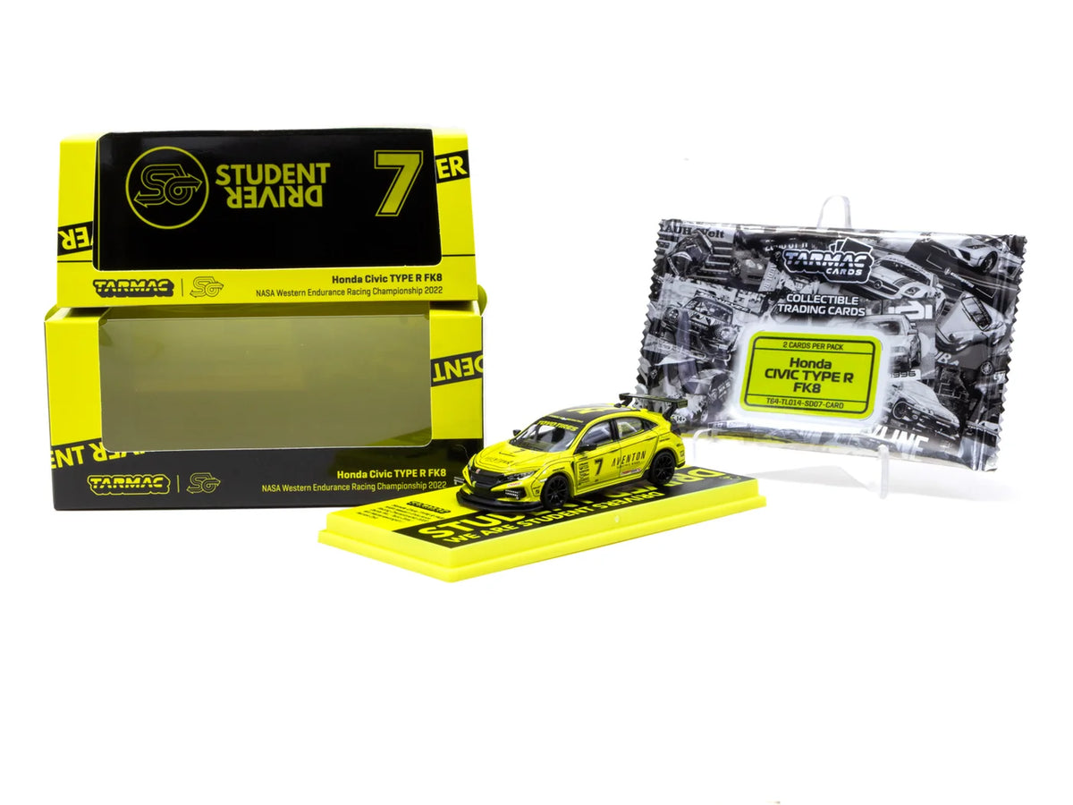 Tarmac Works 1/64 - Honda Civic TYPE R FK8 NASA Western Endurance Racing Championship 2022 #7 Student Driver (by Daniel Wu) with Tarmac Cards - HOBBY64