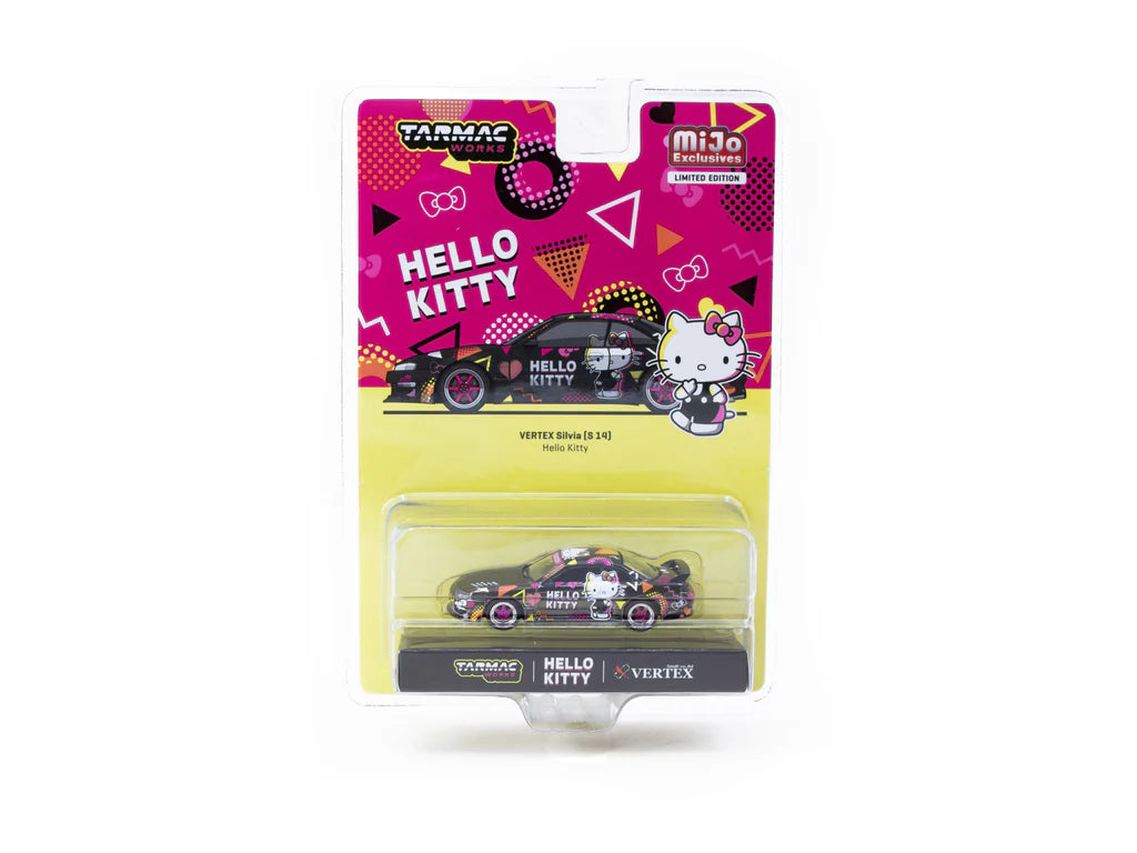 Tarmac Works 1/64 - VERTEX Silvia (S 14) - Hello Kitty Black Chrome USA Special Edition - GLOBAL64