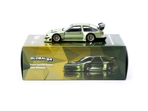 Tarmac Works 1/64 - Toyota Sprinter Trueno AE86 Widebody Green - Designed by Jon Sibal - GLOBAL64