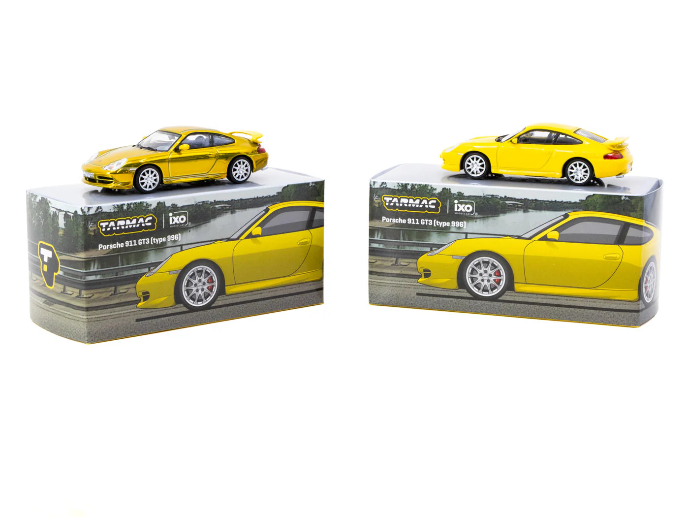 Tarmac Works x iXO Models 1/64 - Porsche 911 GT3 (type 996) Yellow - GLOBAL64