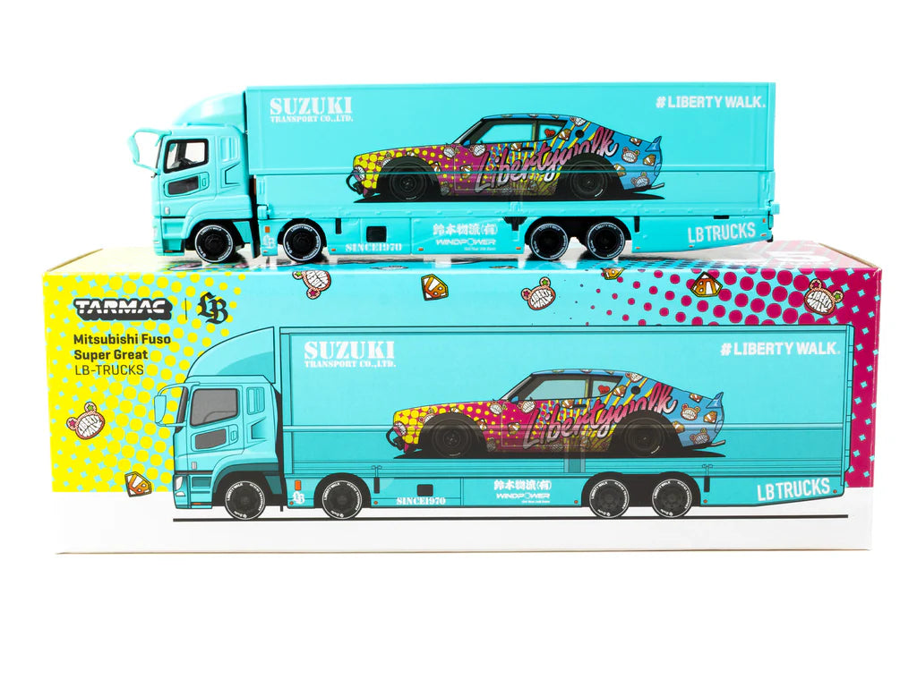 Tarmac Works 1/64 - Mitsubishi Fuso Super Great LB-TRUCKS Light Blue - TRUCK64