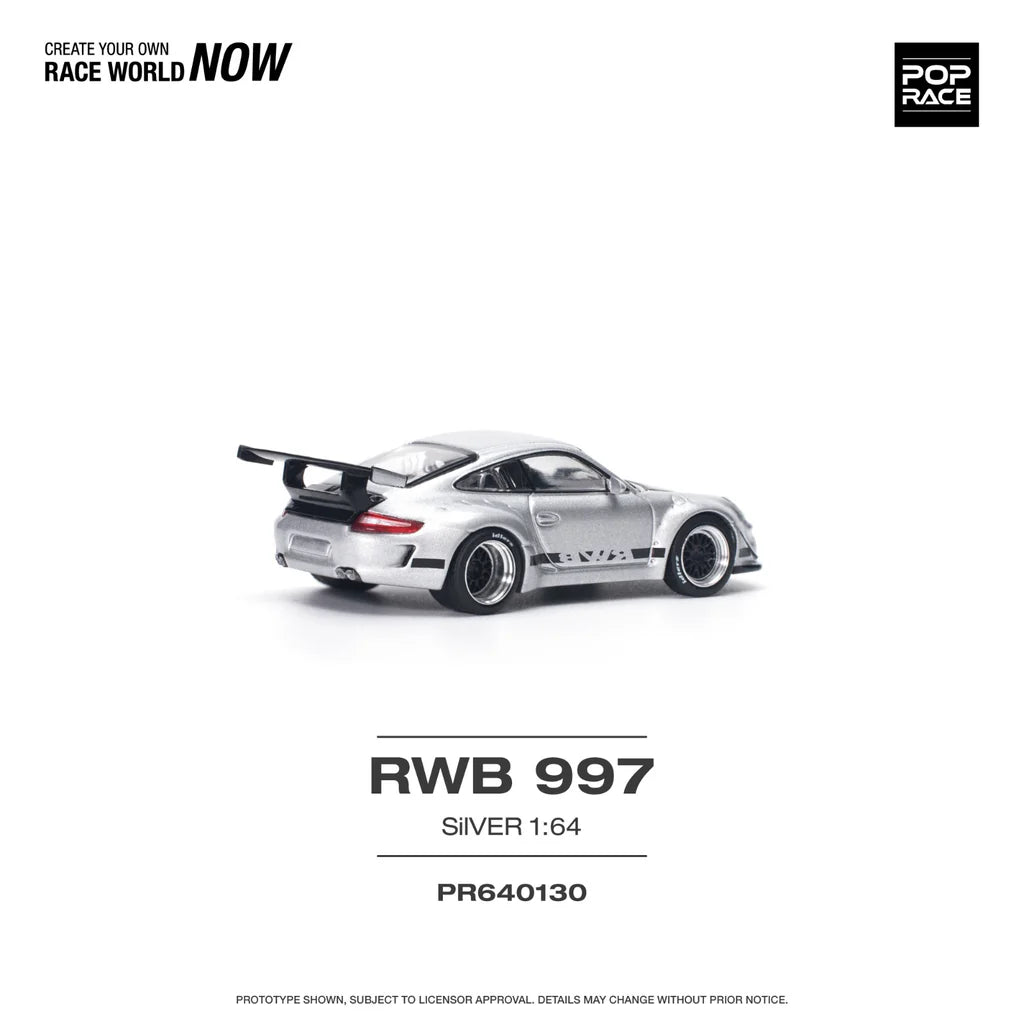 Pop Race 1/64 - Porsche RWB 997 Silver