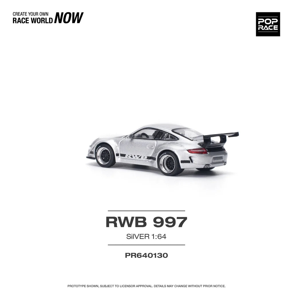 Pop Race 1/64 - Porsche RWB 997 Silver
