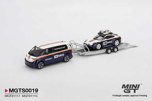 Mini GT 1/64 - Porsche 911 Dakar #718 / Volkswagen ID. Buzz Porsche Centrum Gelderland Roughroads Set