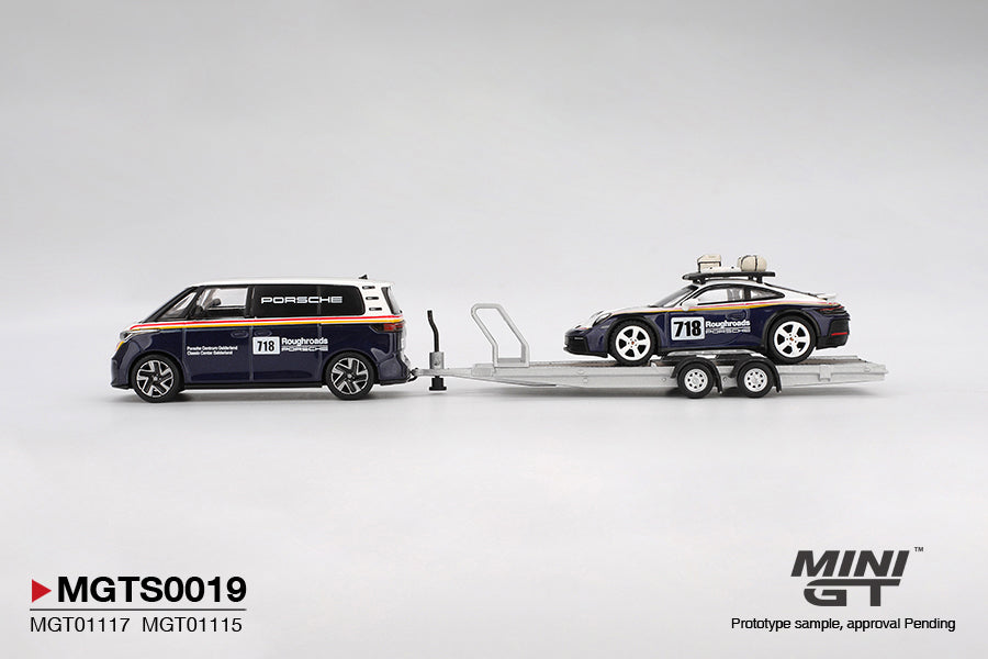 Mini GT 1/64 - Porsche 911 Dakar #718 / Volkswagen ID. Buzz Porsche Centrum Gelderland Roughroads Set