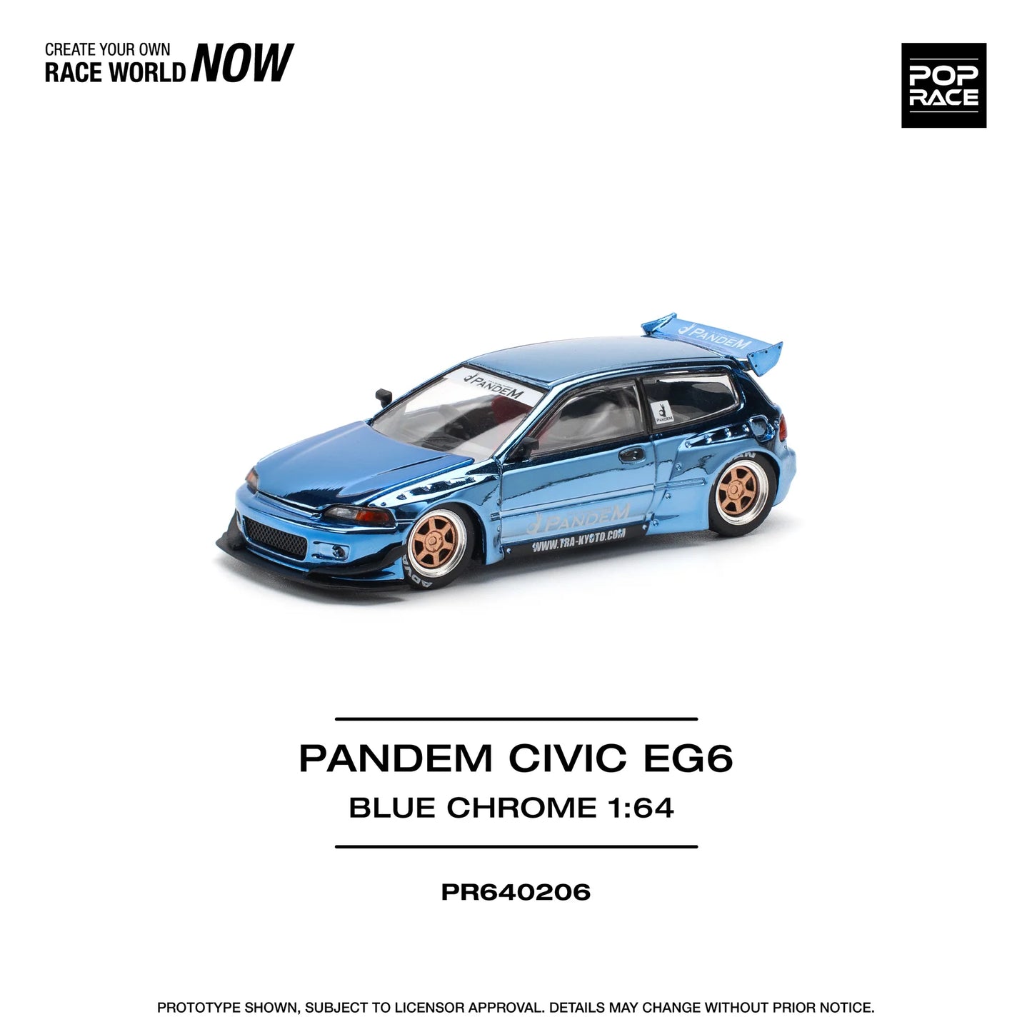Pop Race 1/64 - Pandem Honda Civic EG6 Blue Chrome