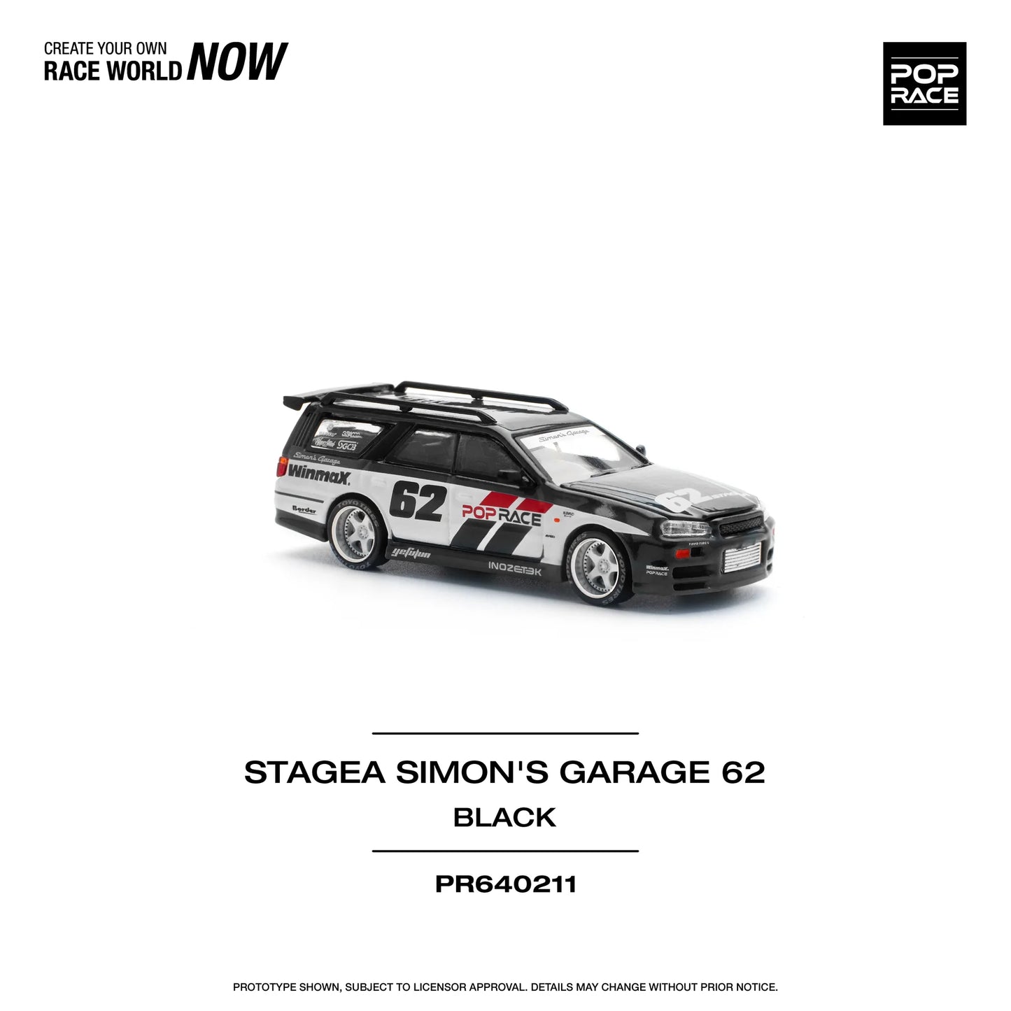 Pop Race 1/64 - Stagea Simon's Garage #62 Black