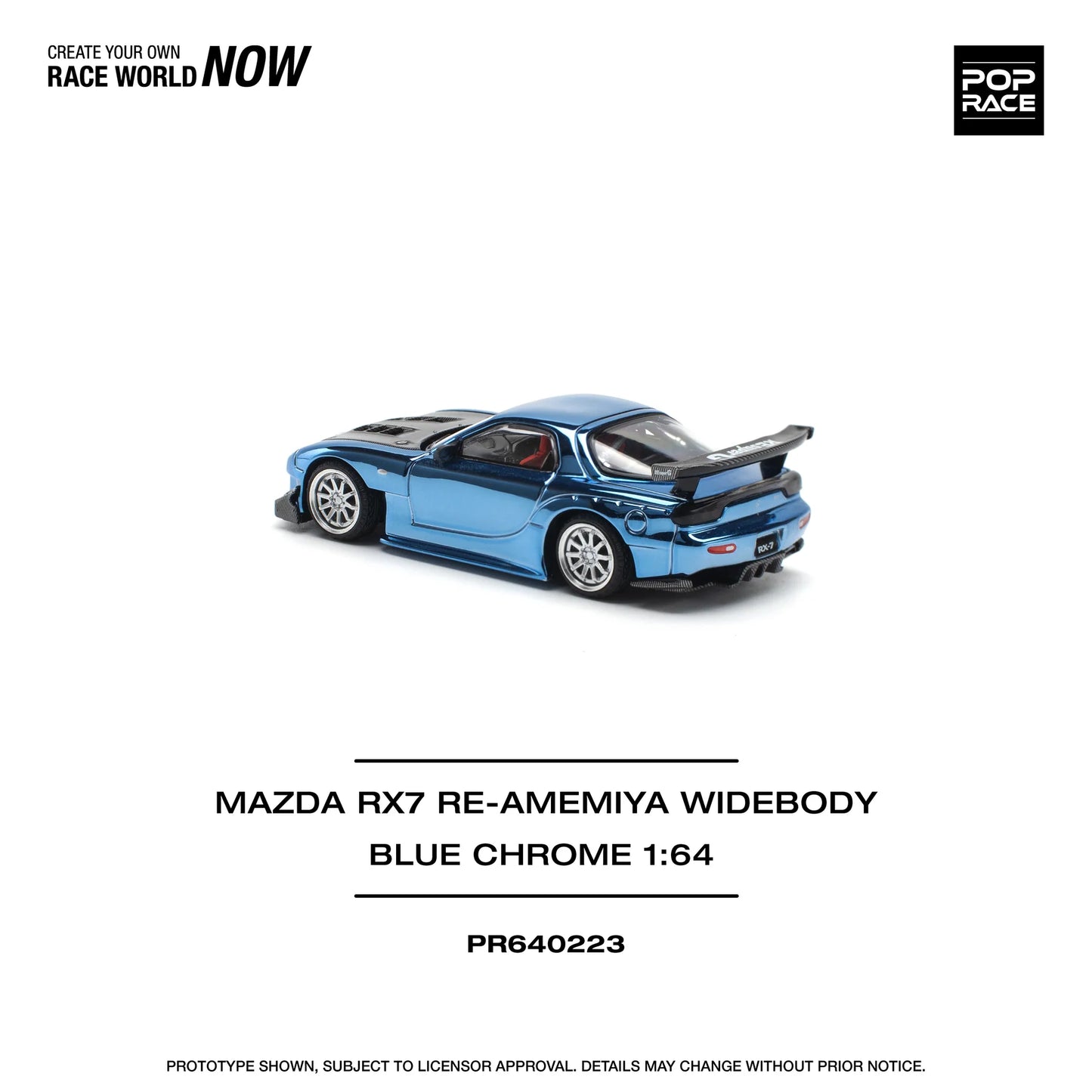 Pop Race 1/64 - Mazda RX7 Re-Amemiya Widebody Blue Chrome