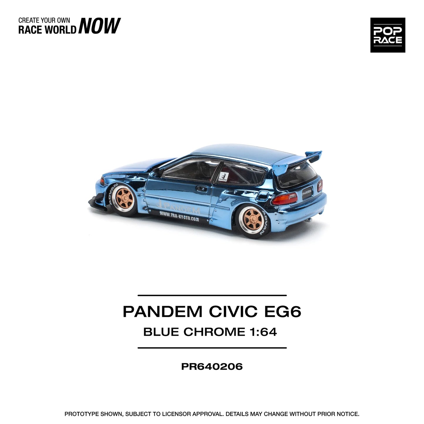 Pop Race 1/64 - Pandem Honda Civic EG6 Blue Chrome