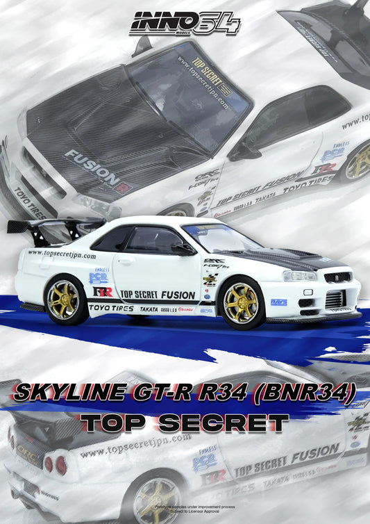 Inno64 1/64 - Top Secret Nissan GT-R (R34) White