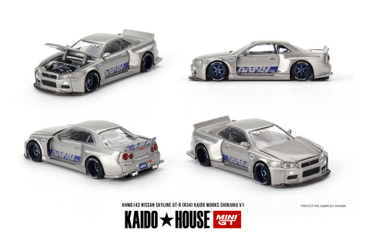 Mini GT x Kaido House 1/64 - Nissan Skyline GT-R (R34) Kaido Works SHINJUKU V1