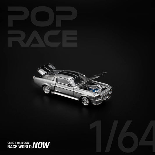 Pop Race 1/64 - Ford Shelby Mustang GT500 Grey/Black