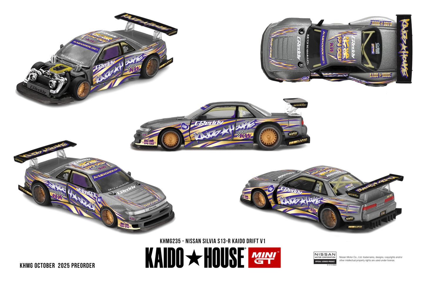 Mini GT x Kaido House 1/64 - Nissan Silvia S13-R KAIDO DRIFT V1