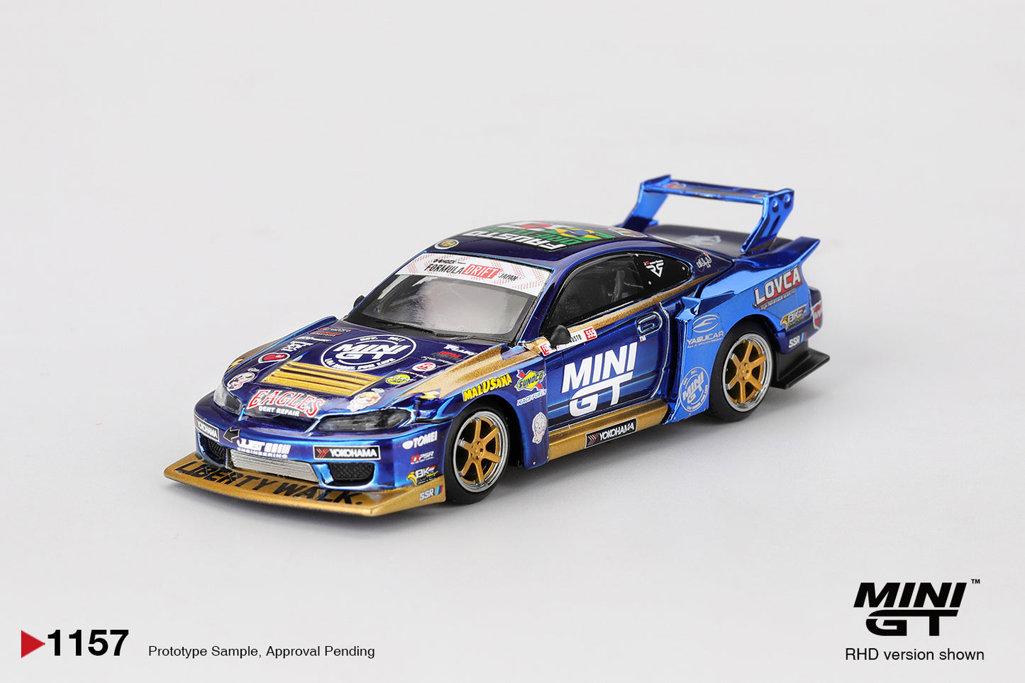 Mini GT 1/64 - Nissan Silvia (S15) LB-Super Silhouette #555 Team MINI GT Liberty Walk 2025 Formula Drift