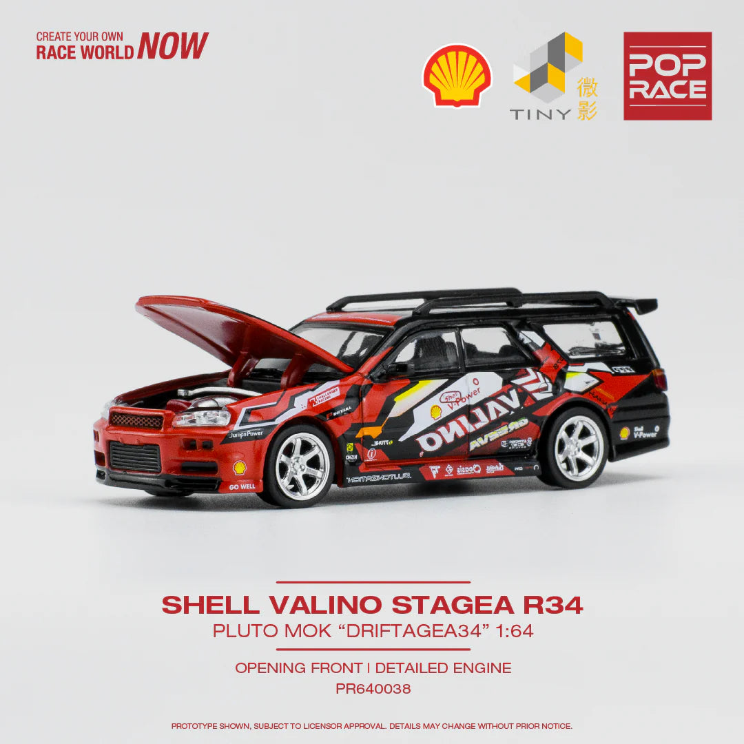 Pop Race 1/64 - Nissan Shell Valino Stagea R34 Pluto Mok "Driftagea"