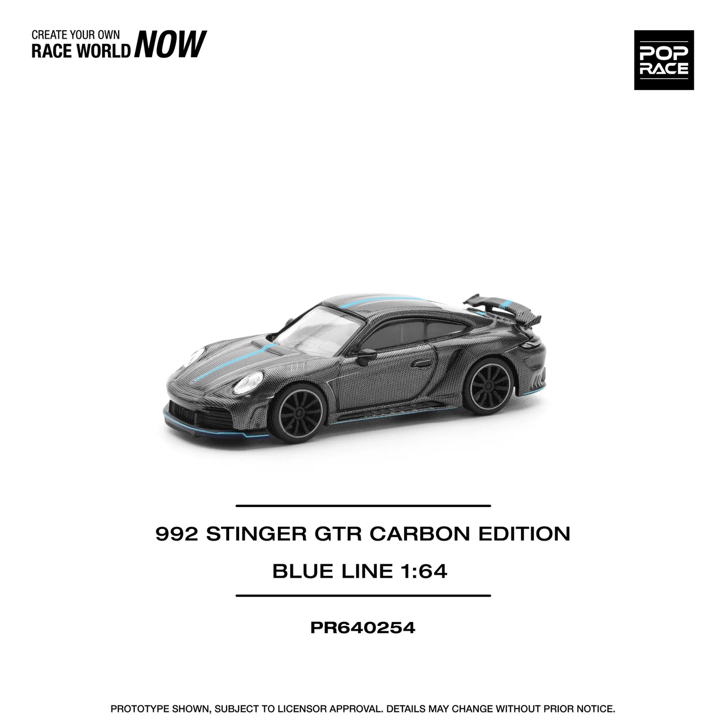 Pop Race 1/64 - Porsche 992 Stinger GTR Carbon Edition Blue Line