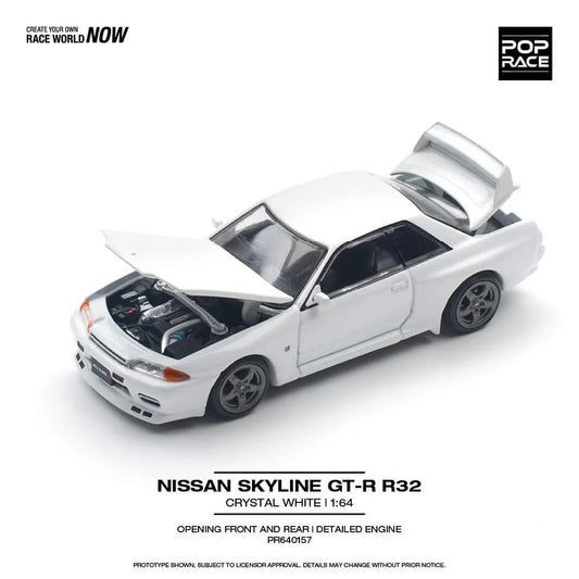 Pop Race 1/64 - Nissan Skyline GT-R R32 Crystal White