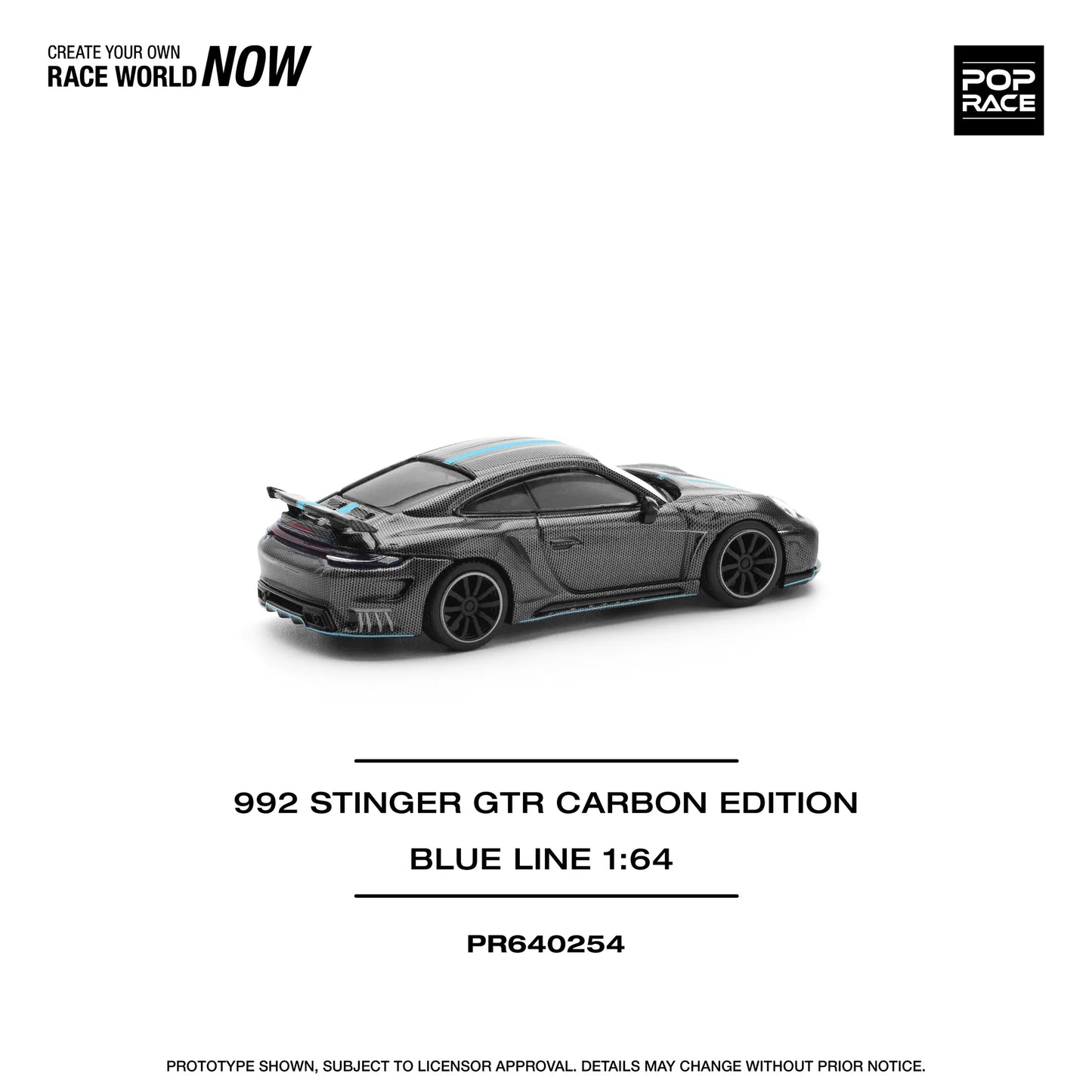 Pop Race 1/64 - Porsche 992 Stinger GTR Carbon Edition Blue Line