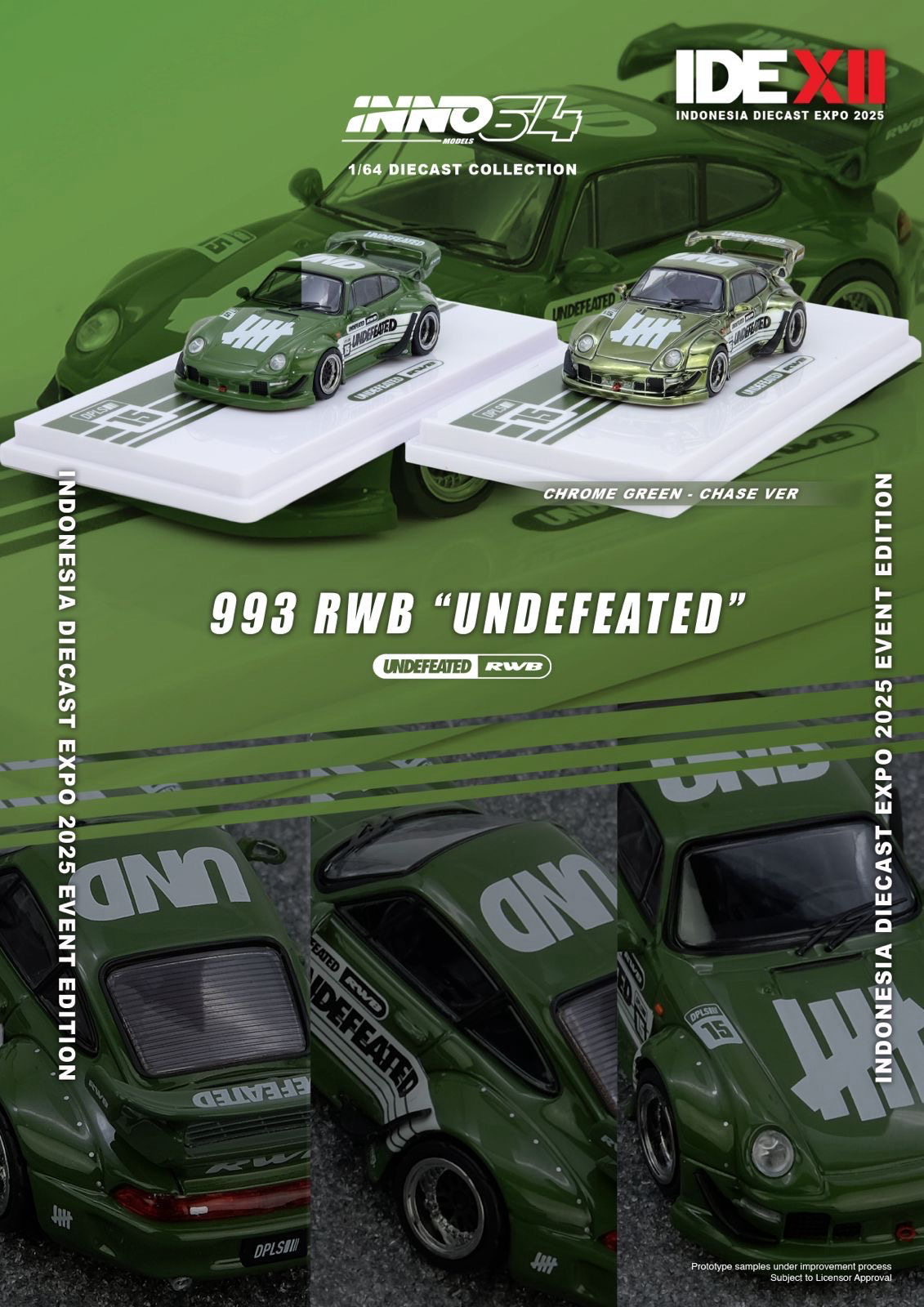 Inno64 1/64 - Porsche 993 RWB "Undefeated" Green Indonesia Diecast Expo 2025 Event Edition