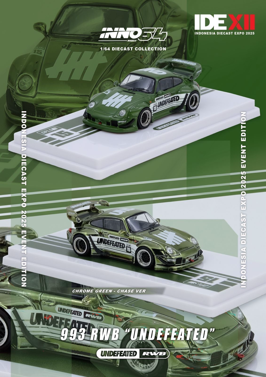 Inno64 1/64 - Porsche 993 RWB "Undefeated" Green Indonesia Diecast Expo 2025 Event Edition