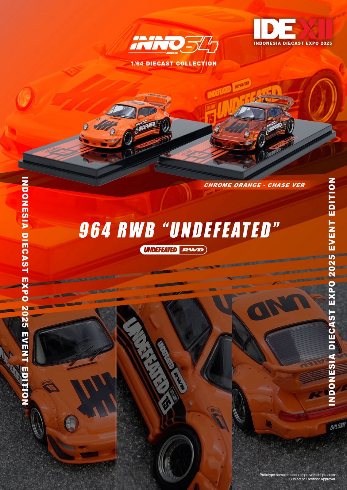 Inno64 1/64 - Porsche 964 RWB "Undefeated" Orange Indonesia Diecast Expo 2025 Event Edition