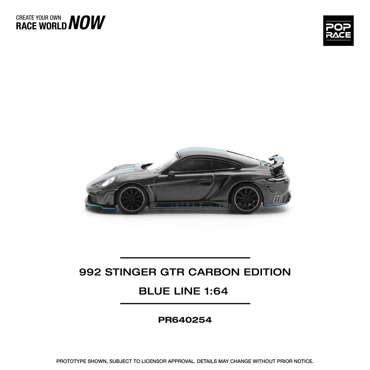 Pop Race 1/64 - Porsche 992 Stinger GTR Carbon Edition Blue Line