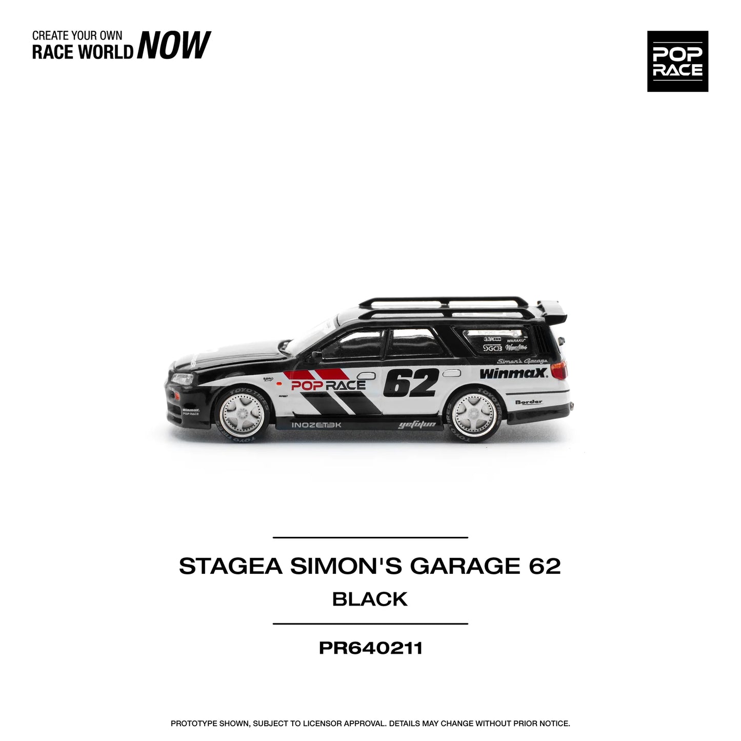 Pop Race 1/64 - Stagea Simon's Garage #62 Black