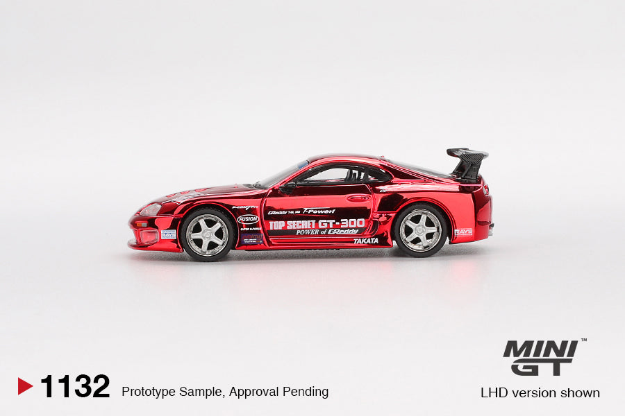 Mini GT 1/64 - Toyota Supra (A80) Top Secret GT-300 Top Secret Red Chrome