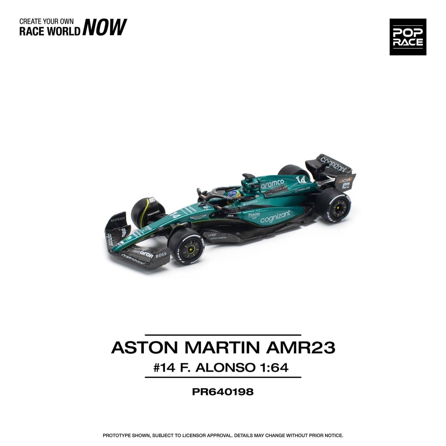 PRE-ORDER Pop Race 1/64 - Aston Martin AMR23 #14 F. Alonso