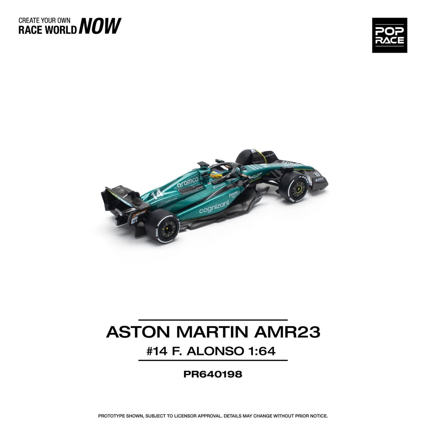 PRE-ORDER Pop Race 1/64 - Aston Martin AMR23 #14 F. Alonso